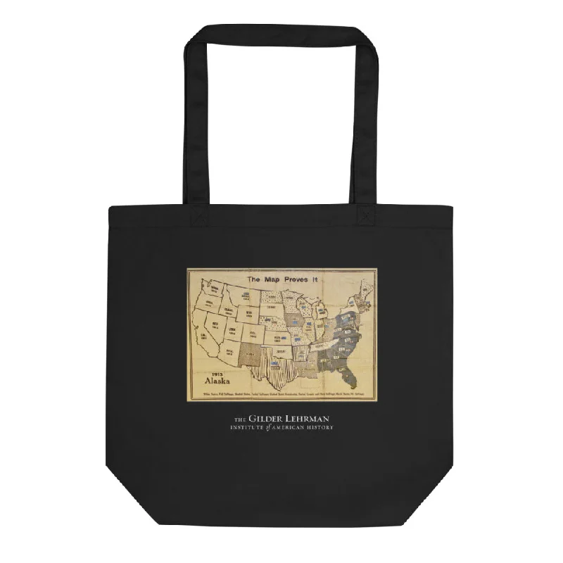 Women's faux fur - trimmed canvas tote bags for winter charmWomen's Suffrage Map, ca. 1919 (tote)