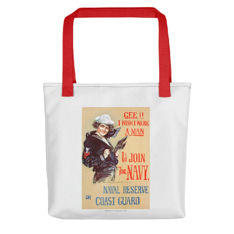 Women's large capacity cotton duffel bags for travelWorld War I recruiting poster, 1918 (tote)